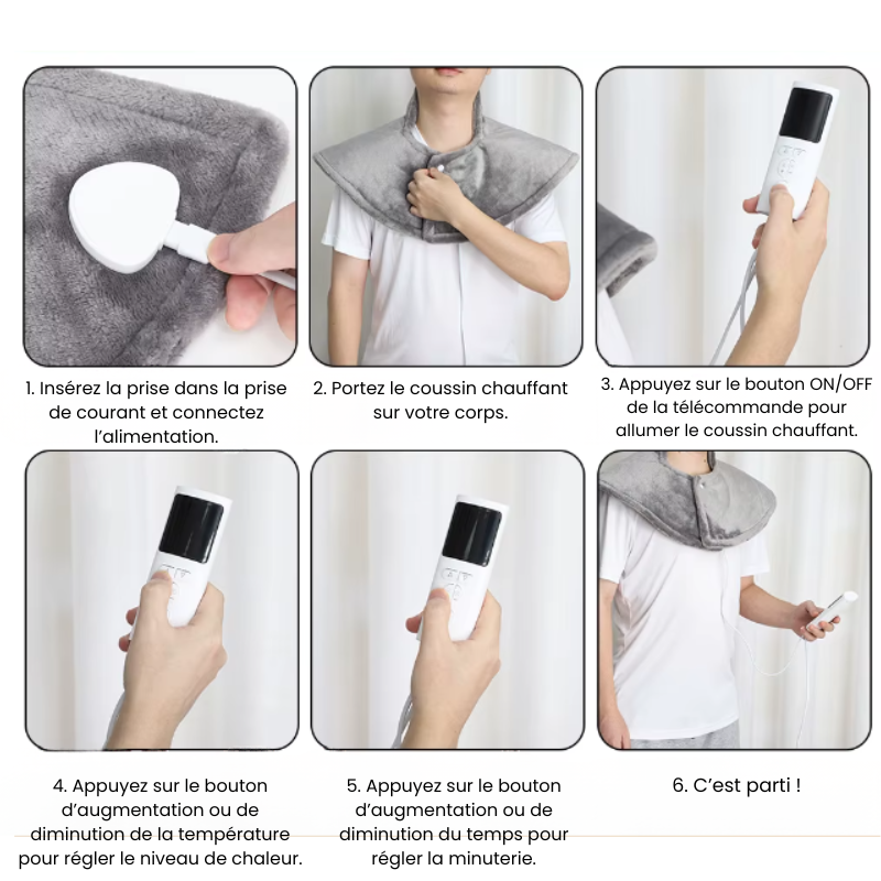 Coussin Chauffant Électrique ZenLab™– Soulagement du Cou & des Épaules en Profondeur