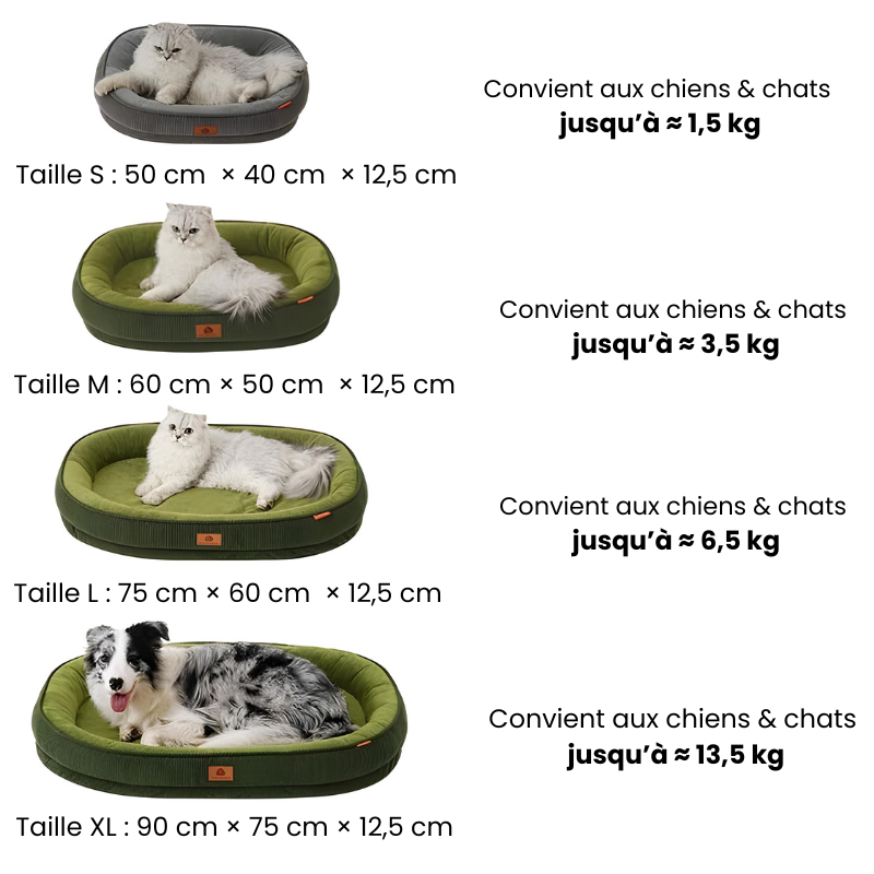 Coussin Pour Chien & Chat Déhoussable En Velours Côtelé – Lit Moelleux, Lavable, Antidérapant