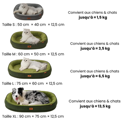 Coussin Pour Chien & Chat Déhoussable En Velours Côtelé – Lit Moelleux, Lavable, Antidérapant