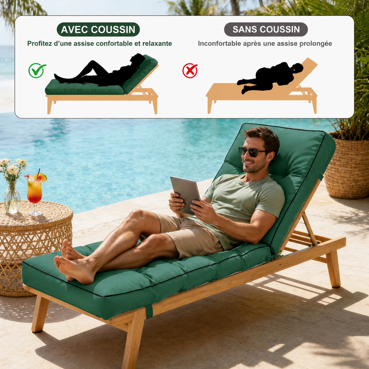 COUSSIN BAIN DE SOLEIL TRANSAT