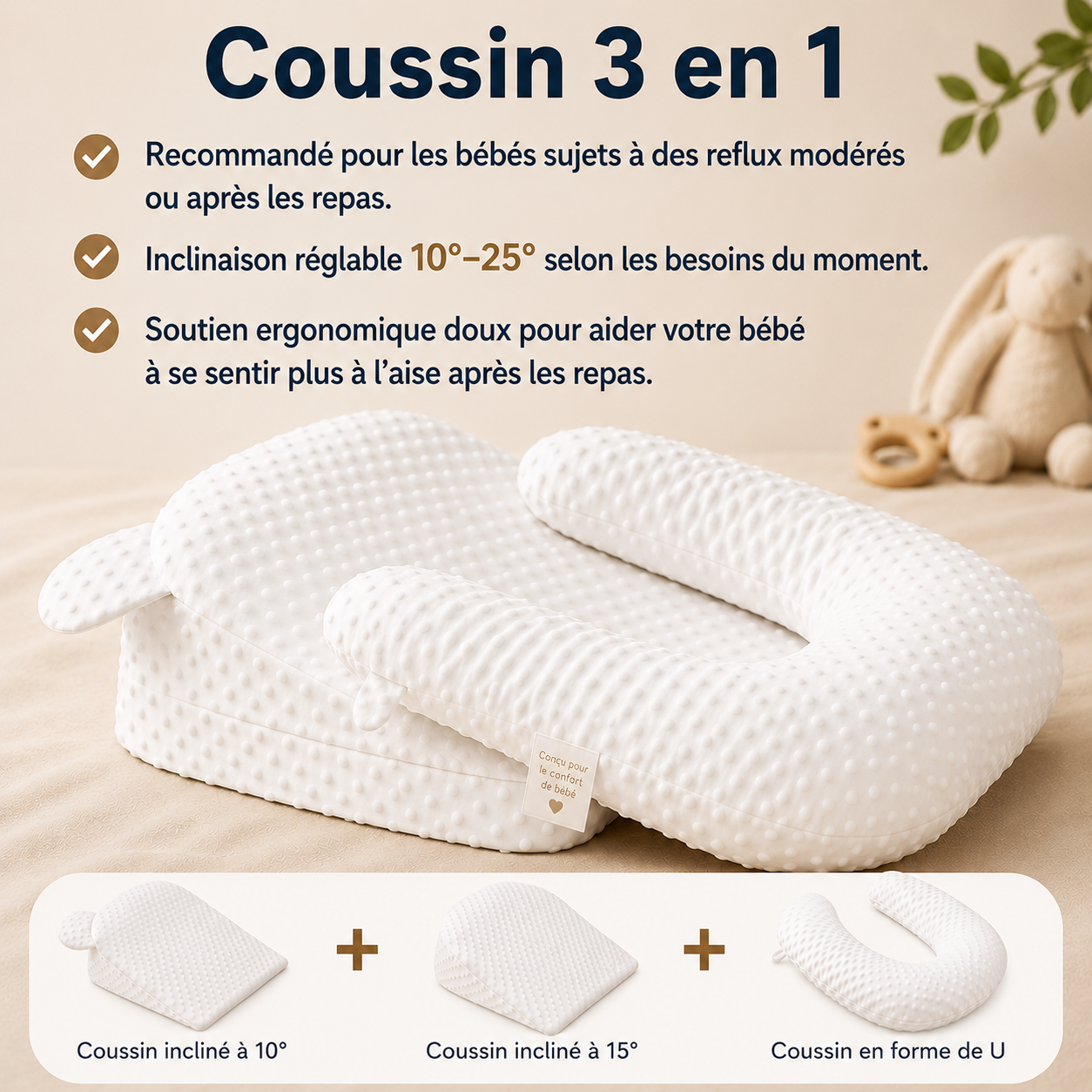 COUSSIN BEBE ANTI REFLUX PLAN INCLINE
