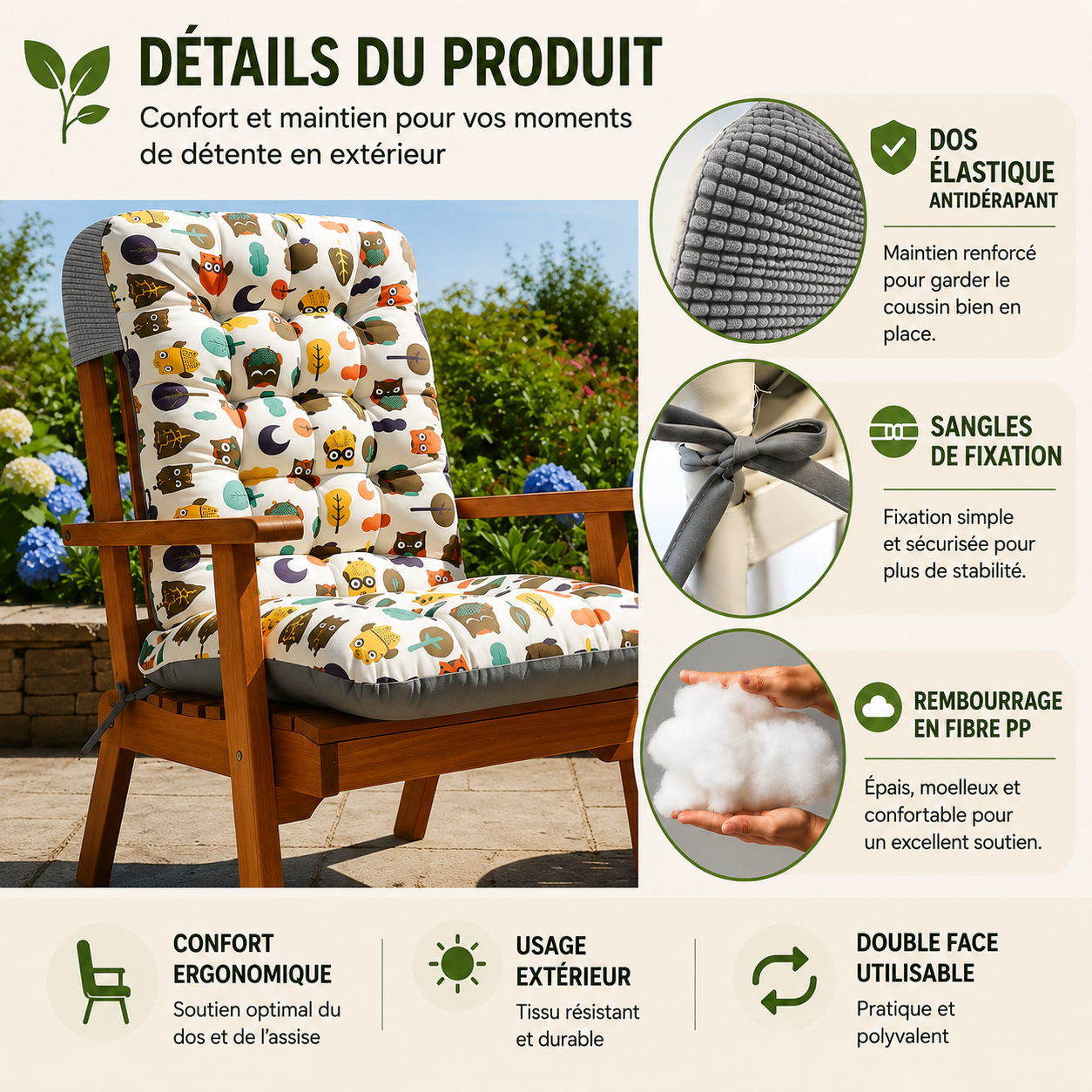 COUSSIN CHAISE EXTERIEUR