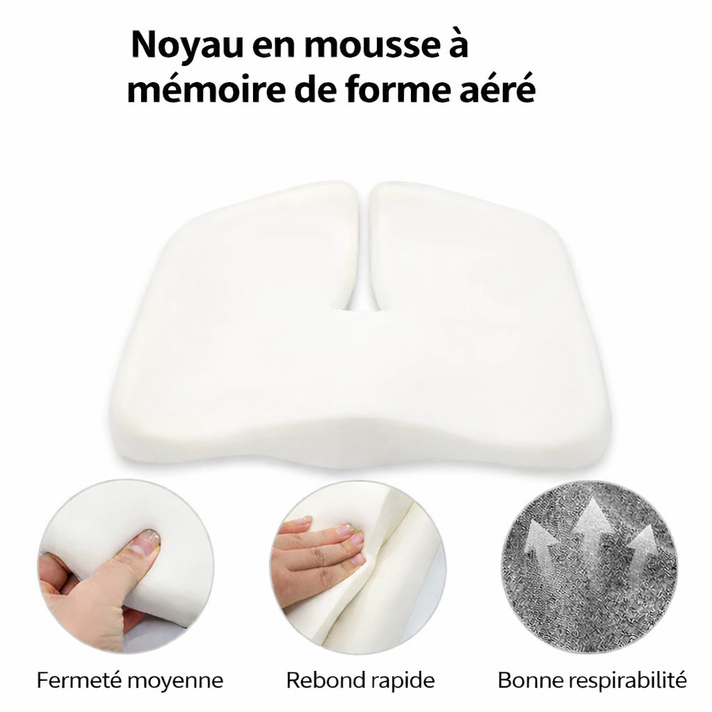 Coussin de Chaise Ergonomique en Mémoire de Forme – Soulage le Coccyx & Anti-escarres - COUSSIN LAB
