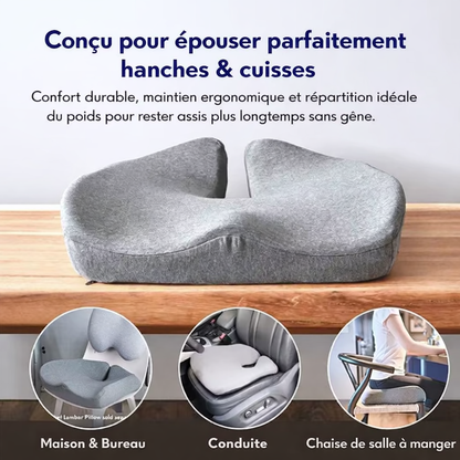 Coussin de Chaise Ergonomique en Mémoire de Forme – Soulage le Coccyx & Anti-escarres - COUSSIN LAB