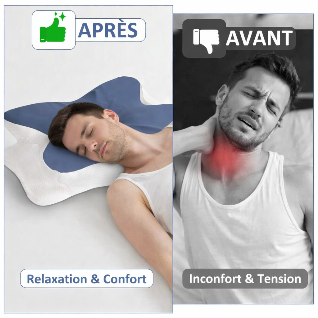 Oreiller Cervical en Mousse à Mémoire de Forme DreamLab™ - COUSSIN LAB