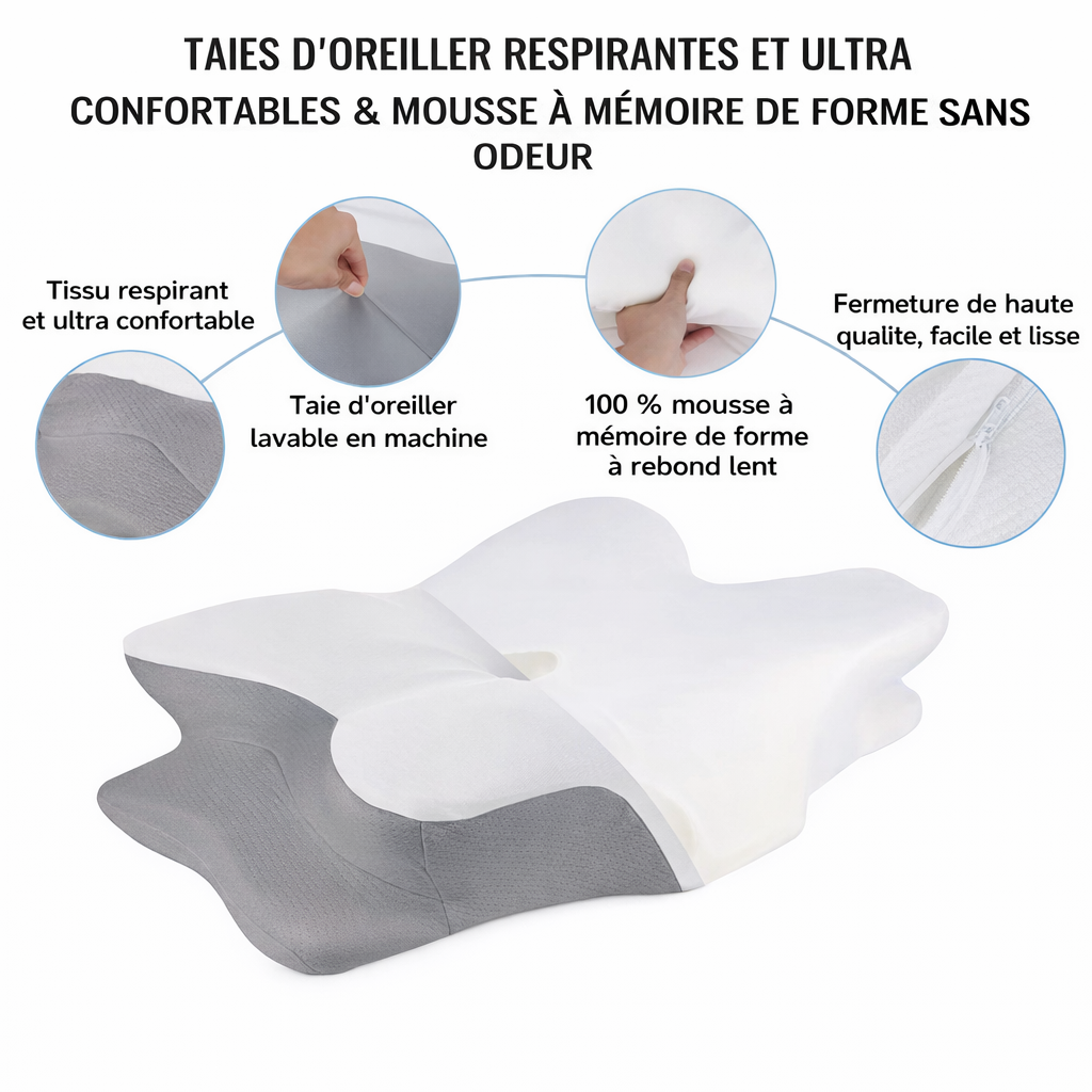 Oreiller Cervical en Mousse à Mémoire de Forme DreamLab™ - COUSSIN LAB