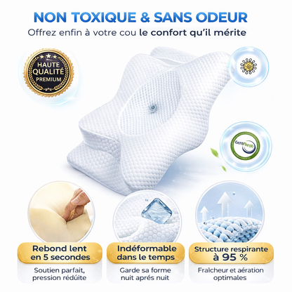 Oreiller Cervical Ergonomique en Mousse à Mémoire de Forme DreamLab™ - COUSSIN LAB