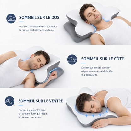 Oreiller Cervical Ergonomique en Mousse à Mémoire de Forme DreamLab™ - COUSSIN LAB