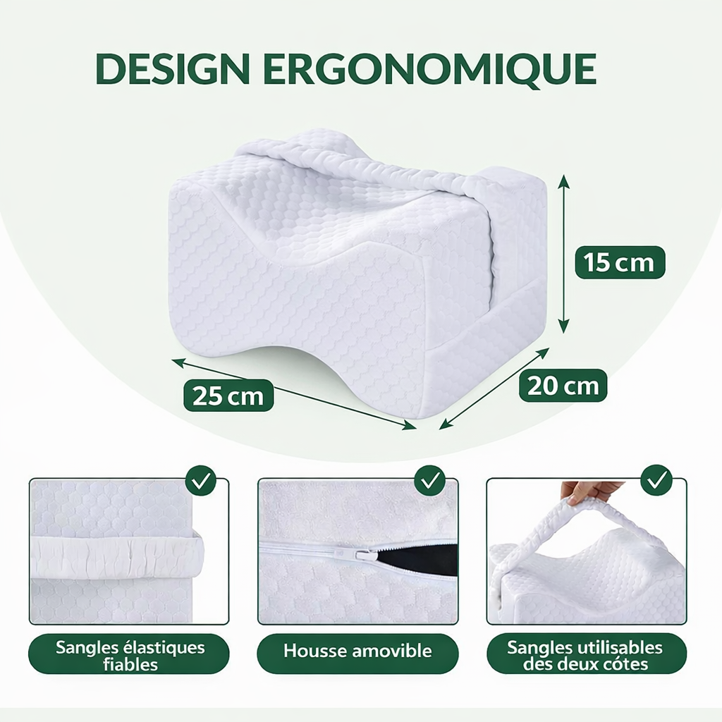 Coussin Entre les Jambes Ergonomique à Mémoire de Forme – Soulage Dos, Hanches et Genoux - COUSSIN LAB