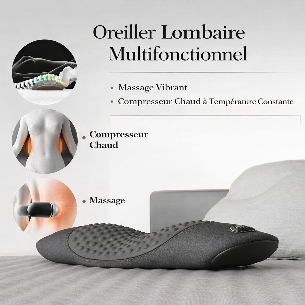 Coussin Massant & Chauffant Ergonomique LombiLab™– Soutien Dos & Lombaire - COUSSIN LAB