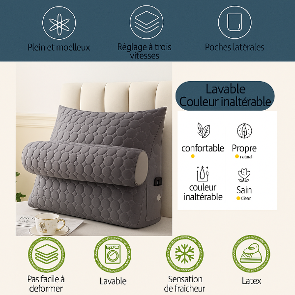 Coussin de Lecture Triangulaire – Grand Cale-Dos en Latex Rafraîchissant - COUSSIN LAB