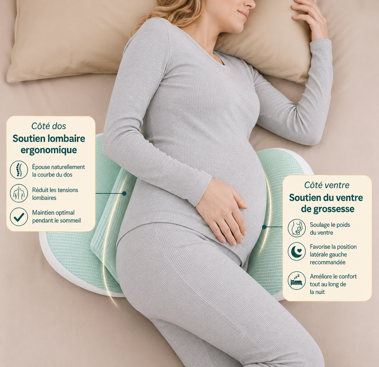Coussin de Grossesse Ergonomique pour Dormir | RELAX-SOFT™