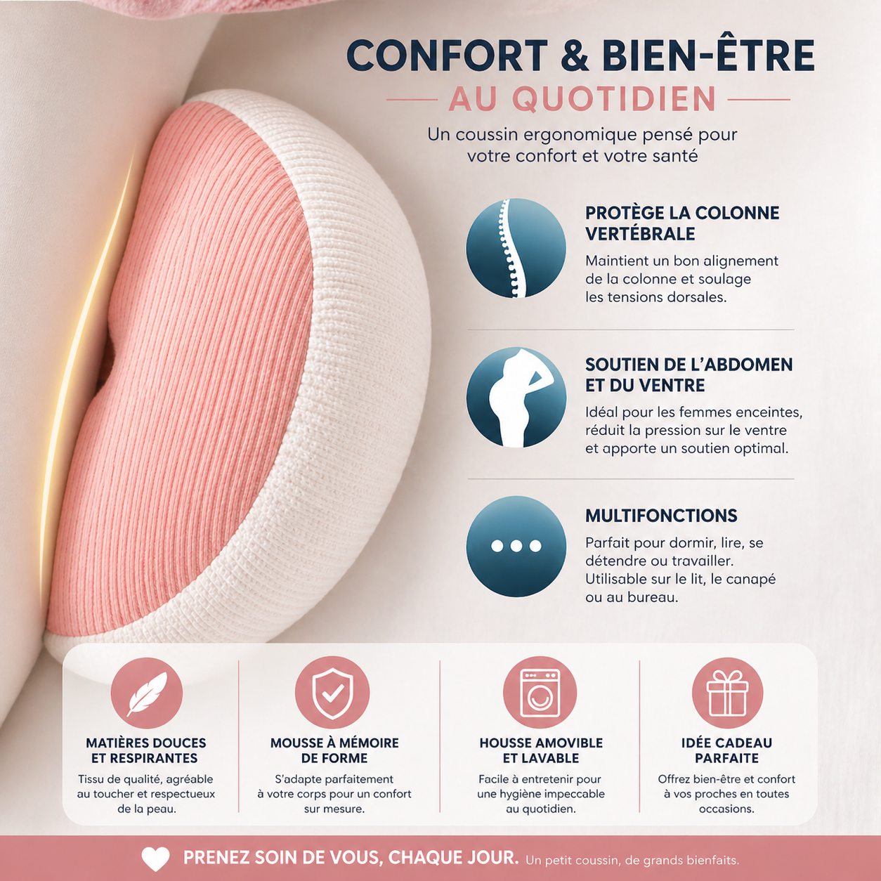 Coussin de Grossesse Ergonomique pour Dormir | RELAX-SOFT™ - COUSSIN LAB