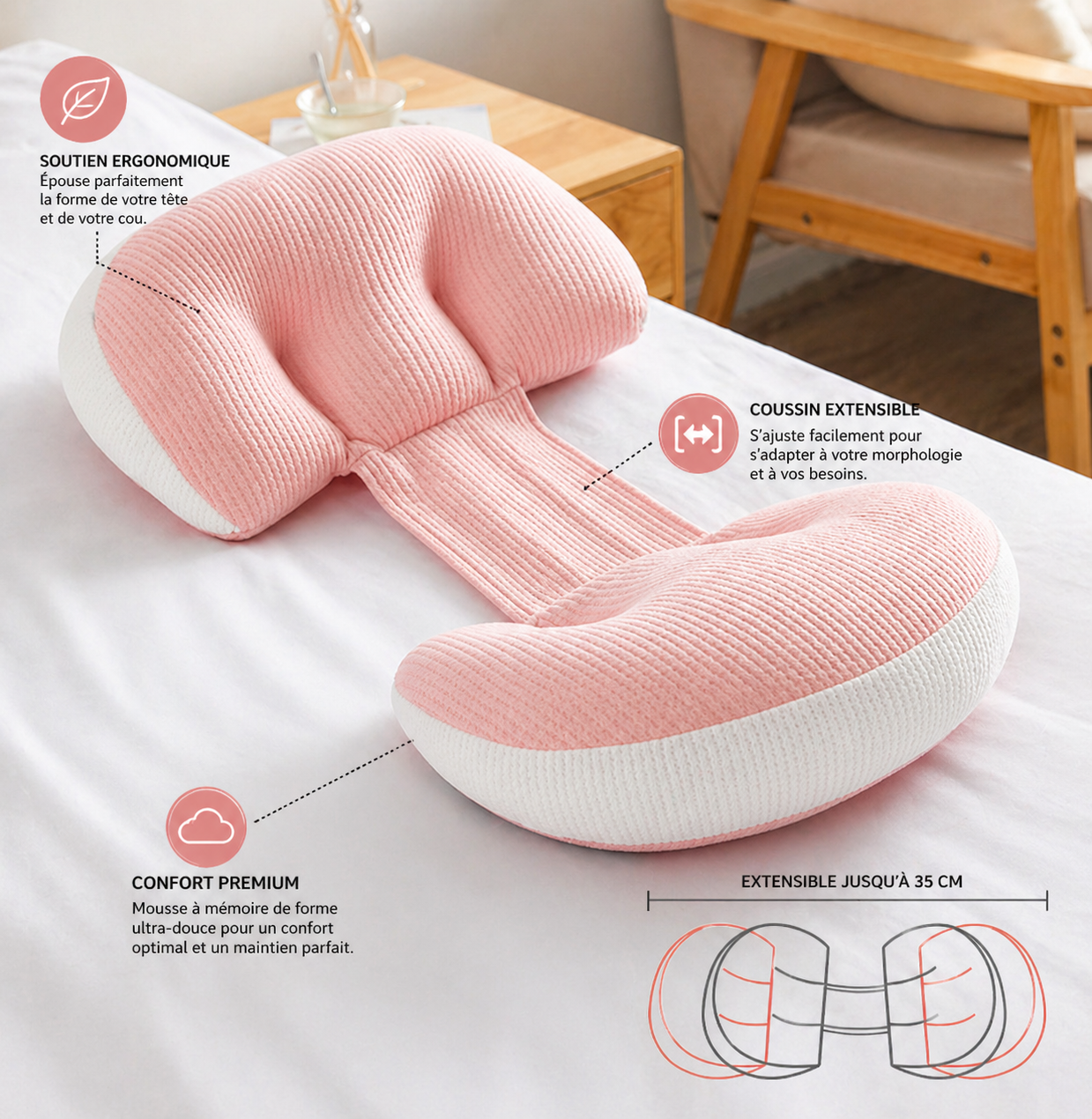 Coussin de Grossesse Ergonomique pour Dormir | RELAX-SOFT™ - COUSSIN LAB