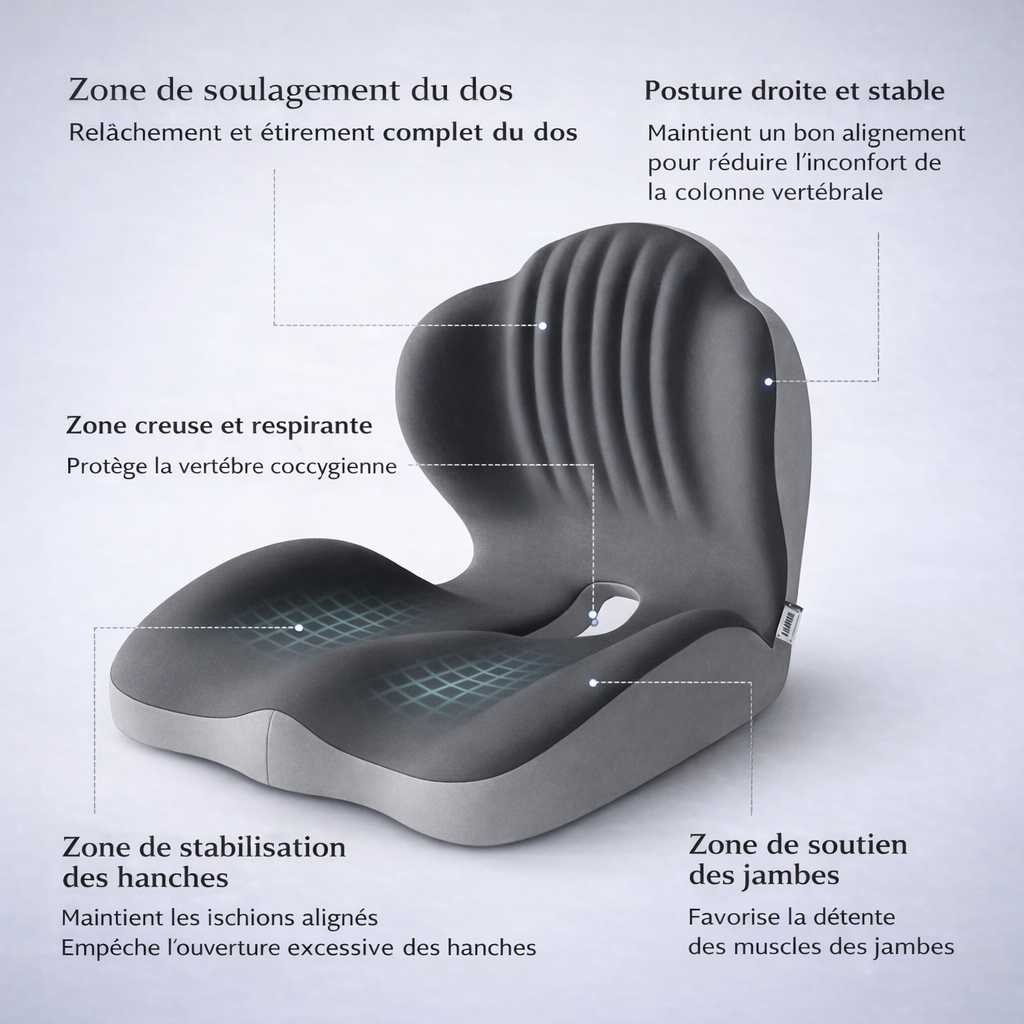 Coussin Ergonomique à Mémoire de Forme – Soutien Coccyx & Lombaires - COUSSIN LAB