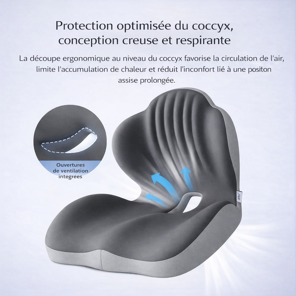 Coussin Ergonomique à Mémoire de Forme – Soutien Coccyx & Lombaires - COUSSIN LAB