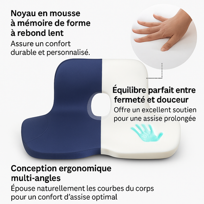 Coussin Ergonomique Anti-Escarre – Soutien Mémoire de Forme Coccyx & Lombaire