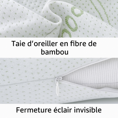 Coussin Bambou 100% Naturel à Mémoire de Forme - Soutien Cervical