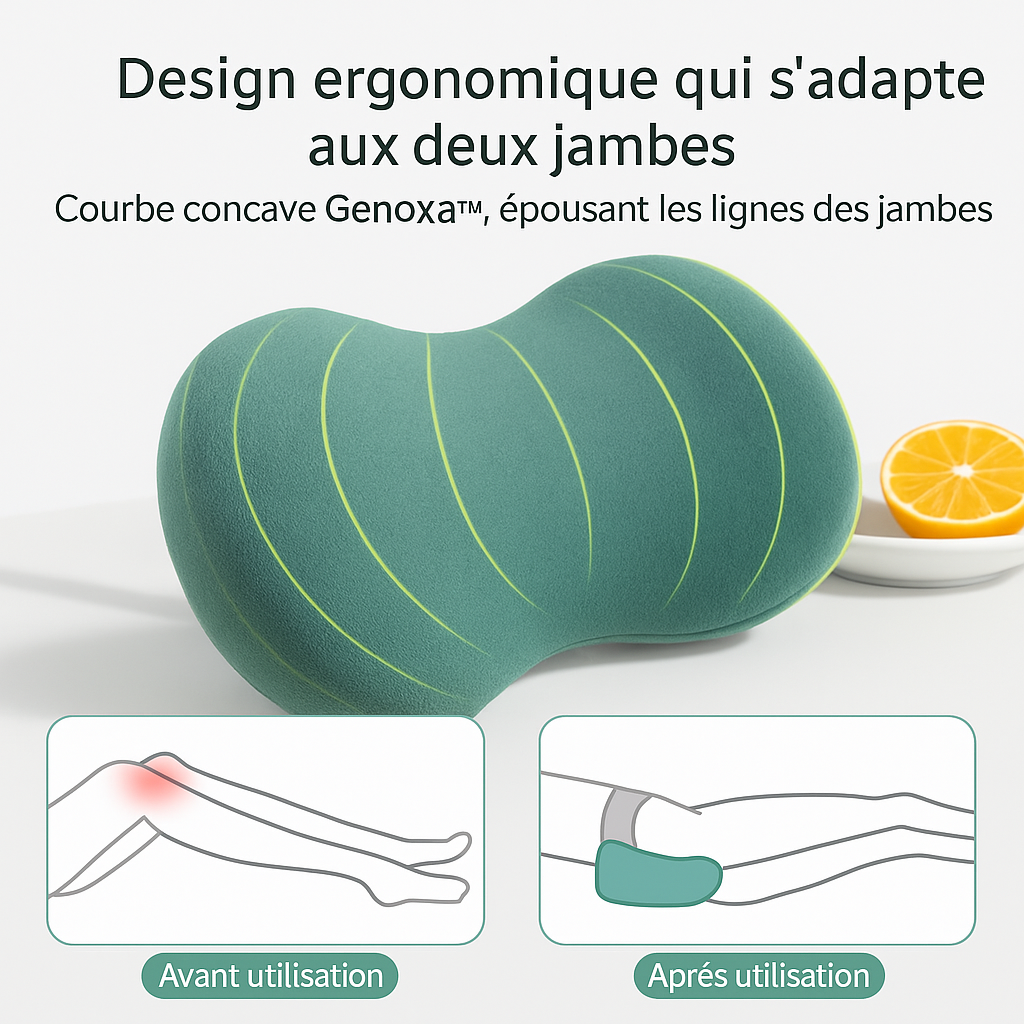 Coussin Ergonomique Jambe & Genou Genoxa™ – Mousse à Mémoire de Forme Anti-Douleur