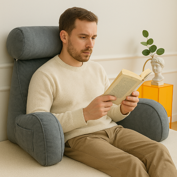 Coussin de Lecture Ergonomique en Coton Perlé Indéformable - COUSSIN LAB