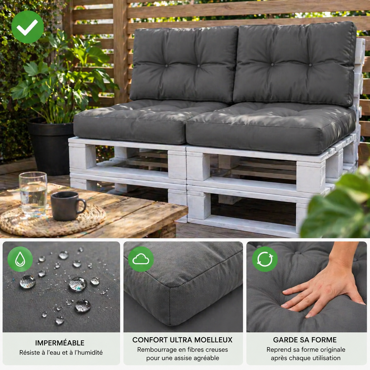 Coussin Palette Imperméable – Résistant UV & Ultra Confort - COUSSIN LAB