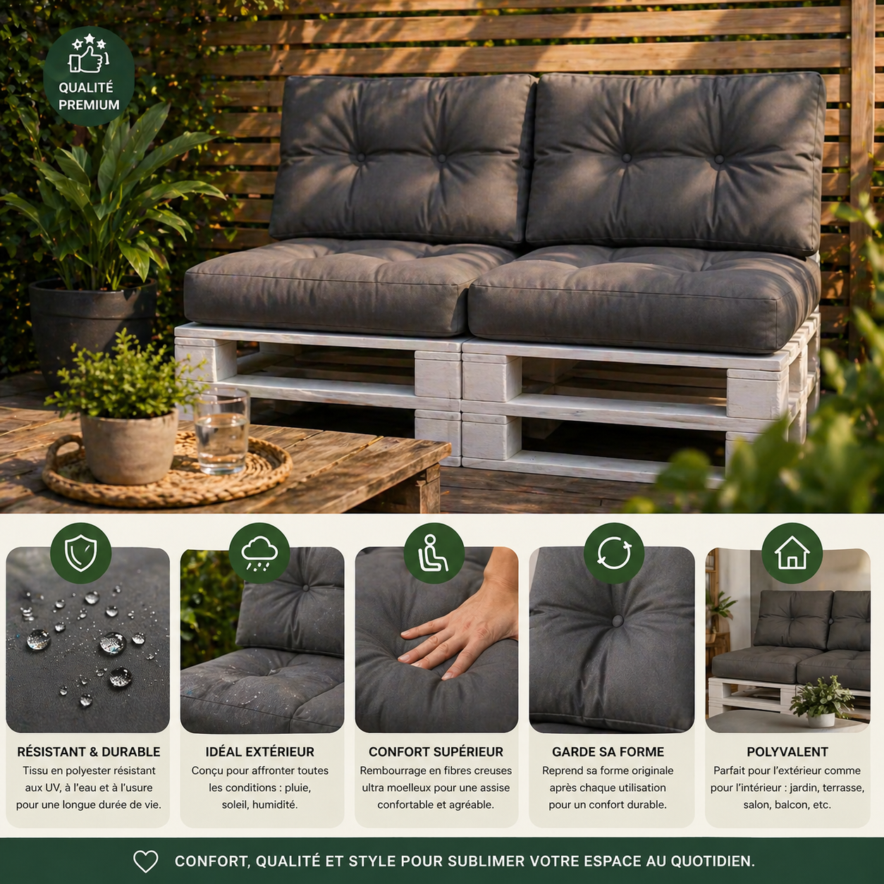 Coussin Palette Imperméable – Résistant UV & Ultra Confort - COUSSIN LAB