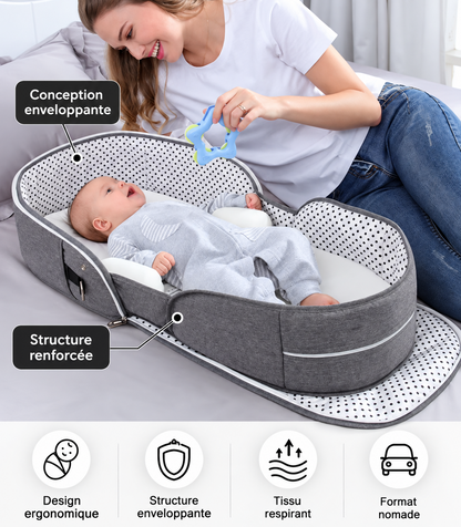 Couffin bébé portable avec moustiquaire – Lit de voyage pliable pour nouveau-né - COUSSIN LAB
