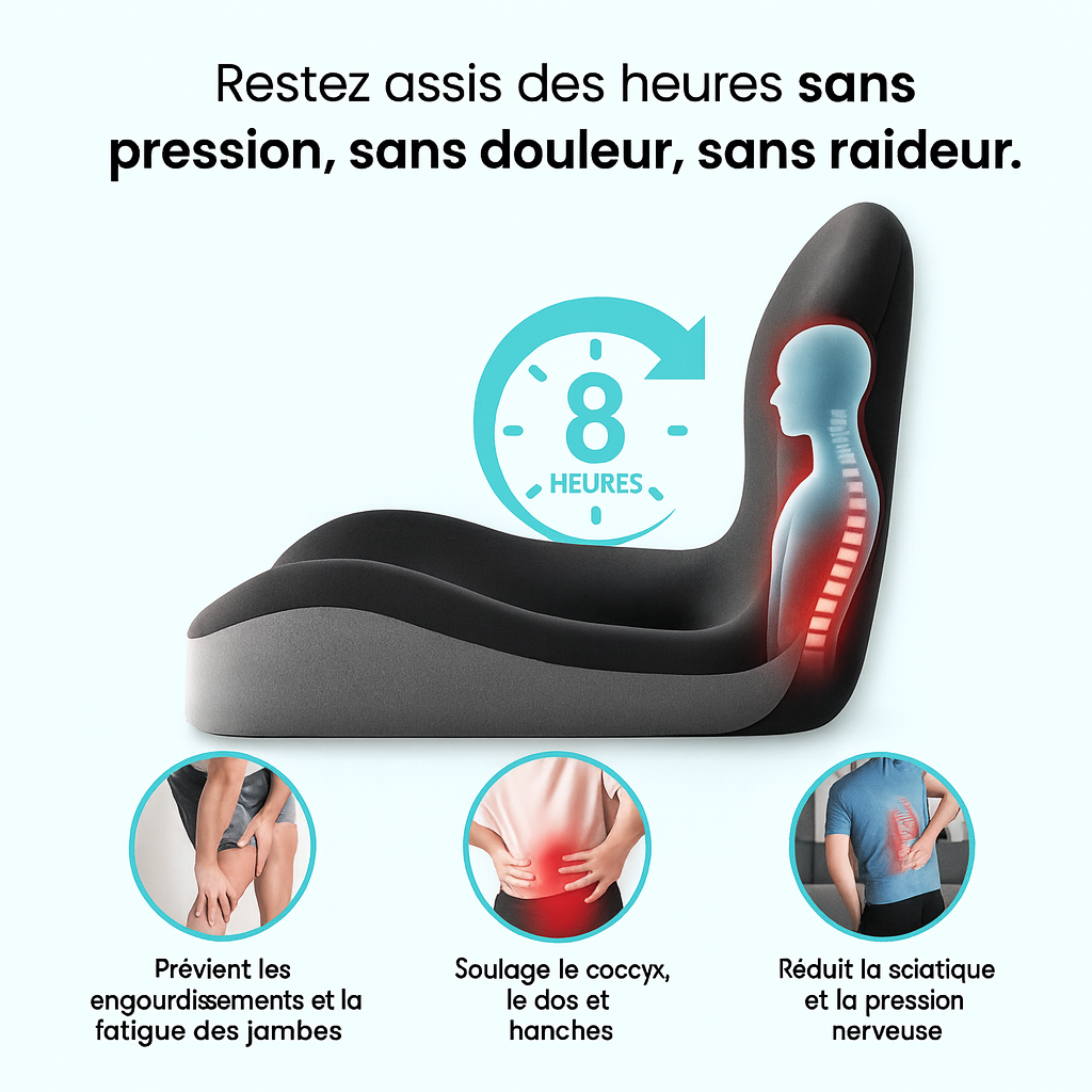 Coussin Coccyx & Lombaires – Soulage les Douleurs en Position Assise