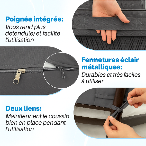 Coussin d'extérieur imperméables avec dossier – Idéals pour le jardin, la terrasse ou le balcon, résistants à la décoloration