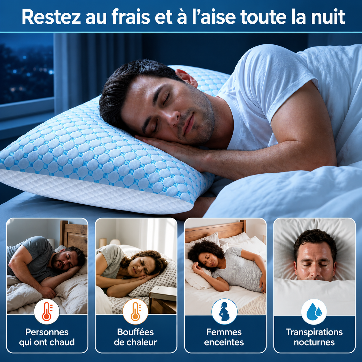Oreiller Rafraichissant en Mousse à Mémoire de Forme FreshLab™
