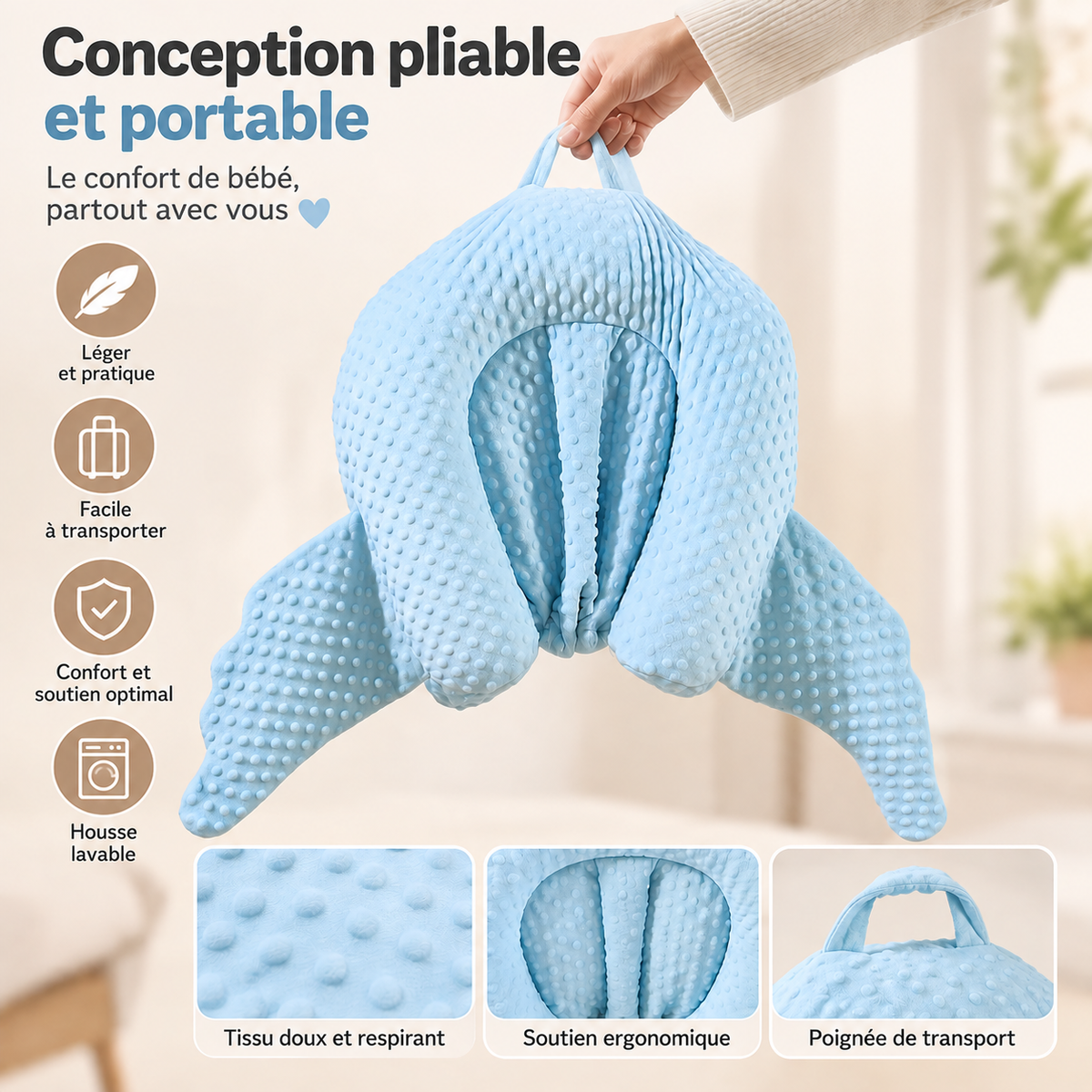 Réducteur de Lit Bébé Anti‑Reflux