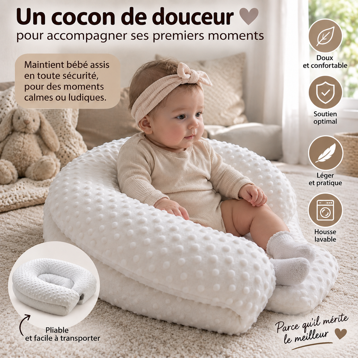 Réducteur de Lit Bébé Anti‑Reflux