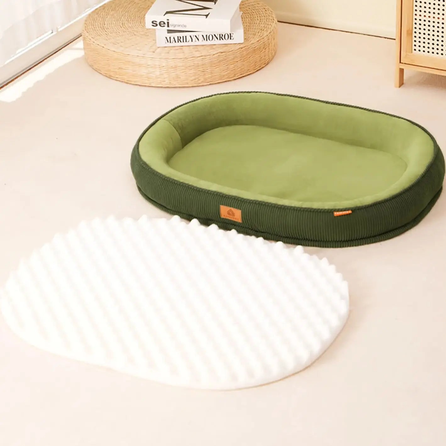 Coussin Pour Chien & Chat Déhoussable En Velours Côtelé – Lit Moelleux, Lavable, Antidérapant