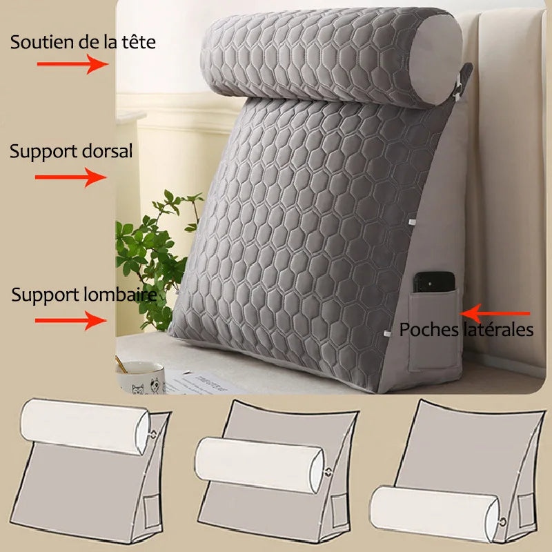 Coussin de Lecture Triangulaire – Grand Cale-Dos en Latex Rafraîchissant - COUSSIN LAB