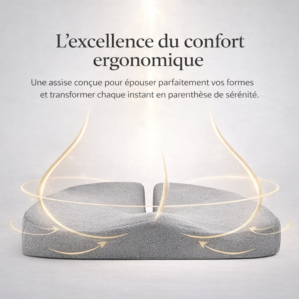 Coussin de Chaise Ergonomique en Mémoire de Forme – Soulage le Coccyx & Anti-escarres - COUSSIN LAB