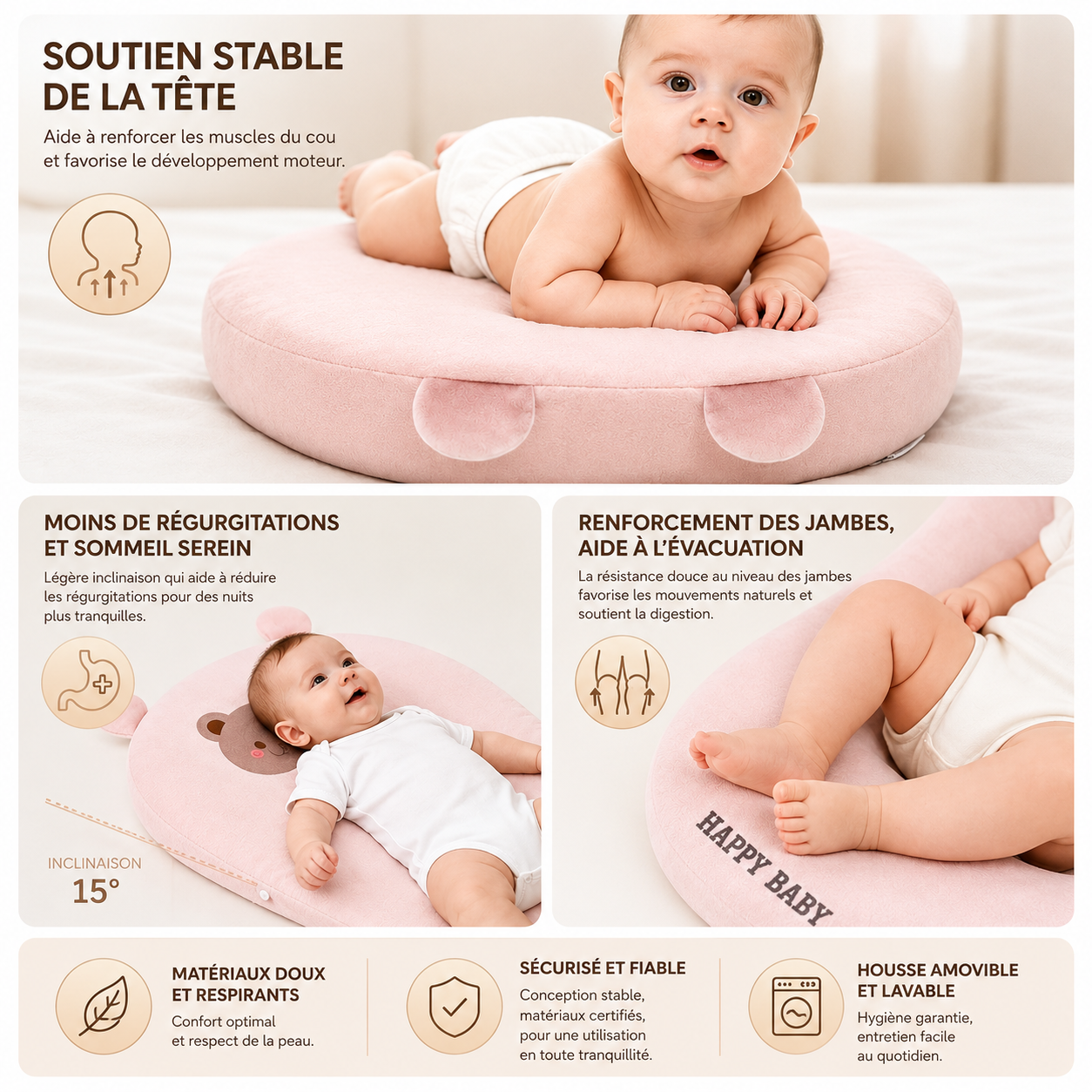 coussin bebe anti reflux anti regurgitation plan incline