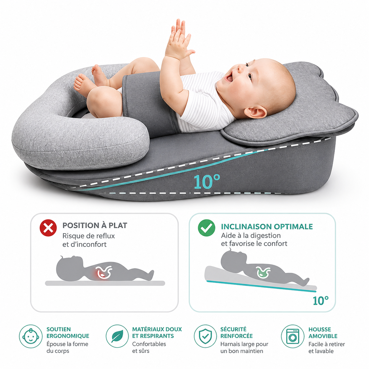 coussin bebe anti reflux reducteur de lit